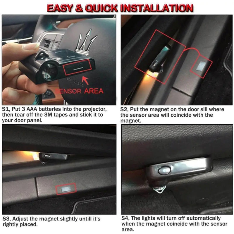 Set Of 2 Wireless Mercedes Benz Striking Door Logo Lights