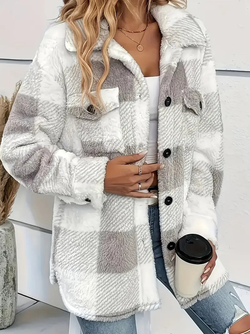 Comfy Plaid Pattern Jacket