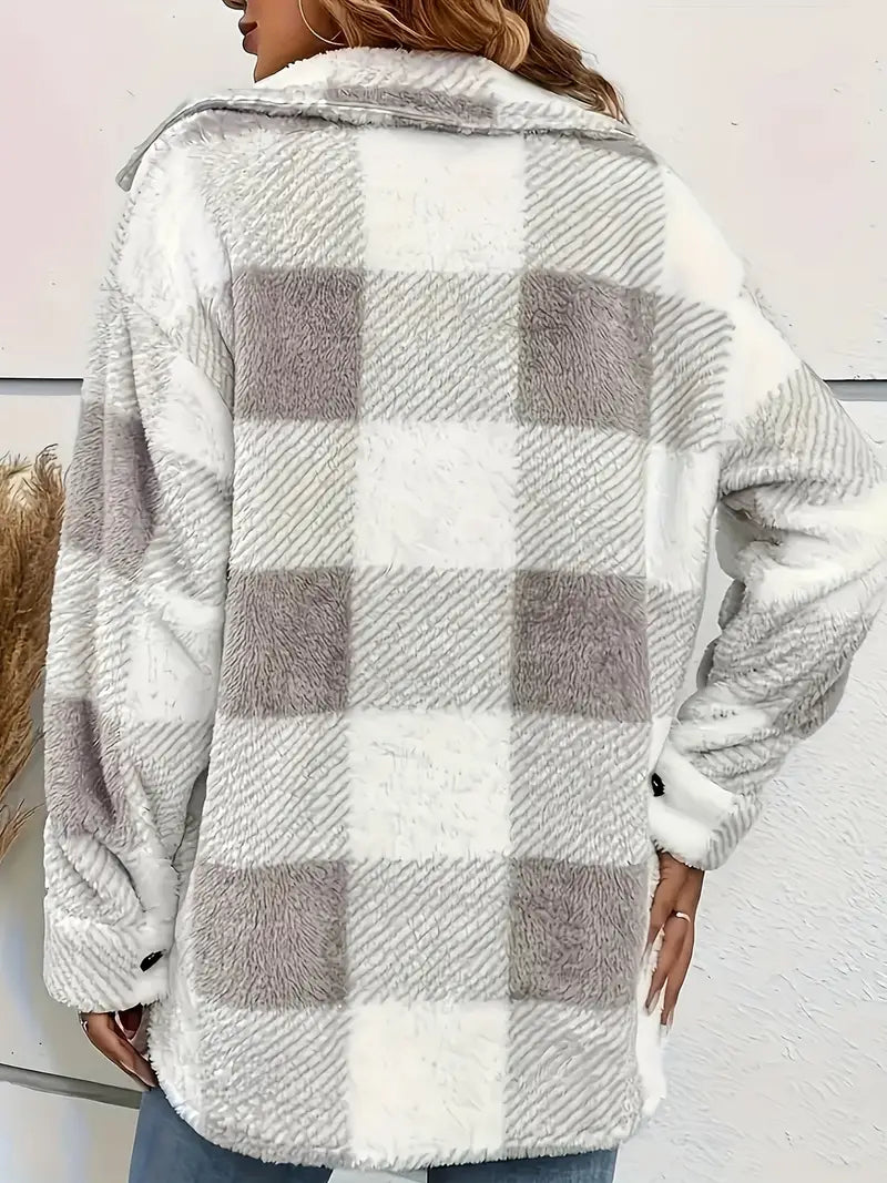 Comfy Plaid Pattern Jacket