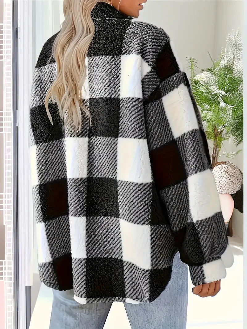 Comfy Plaid Pattern Jacket