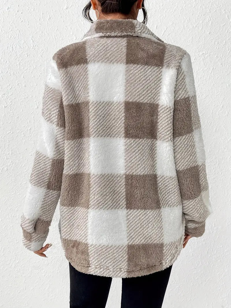 Comfy Plaid Pattern Jacket