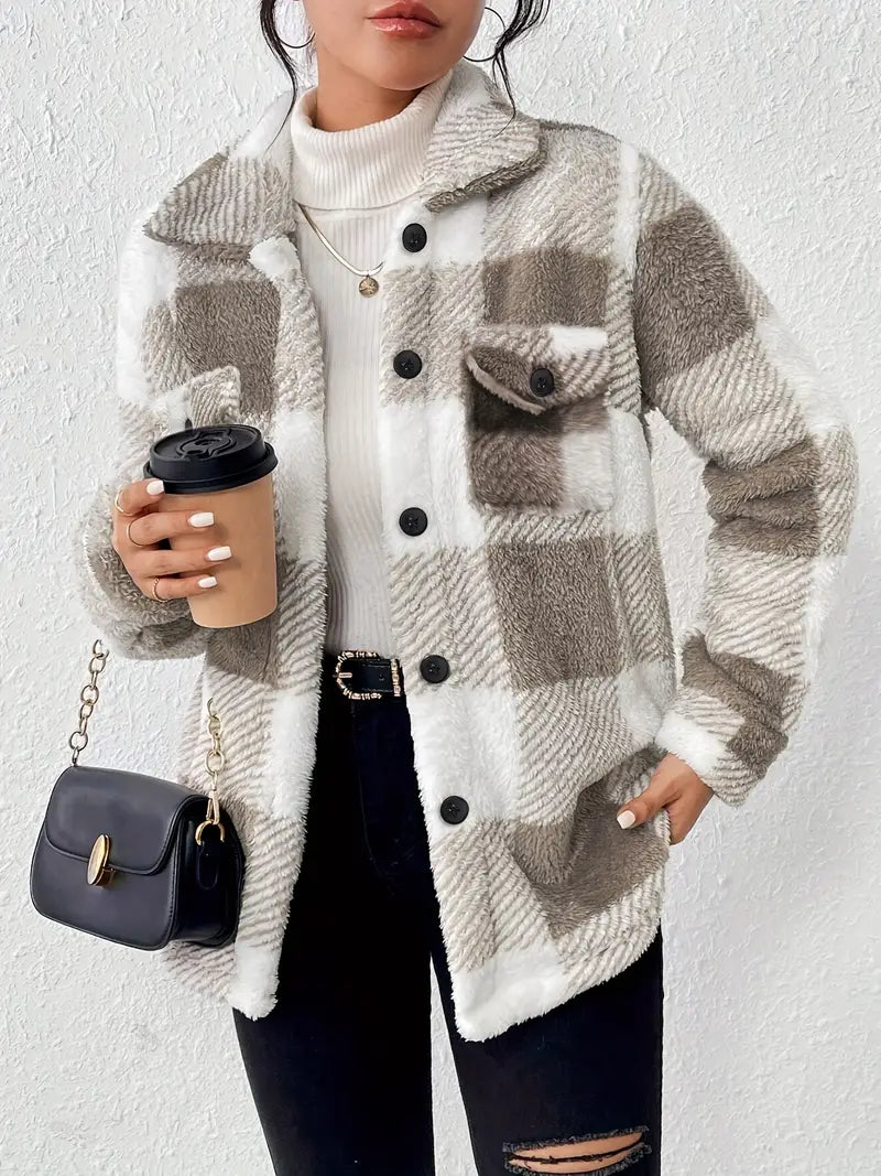 Comfy Plaid Pattern Jacket