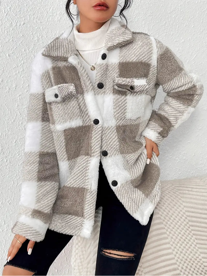 Comfy Plaid Pattern Jacket