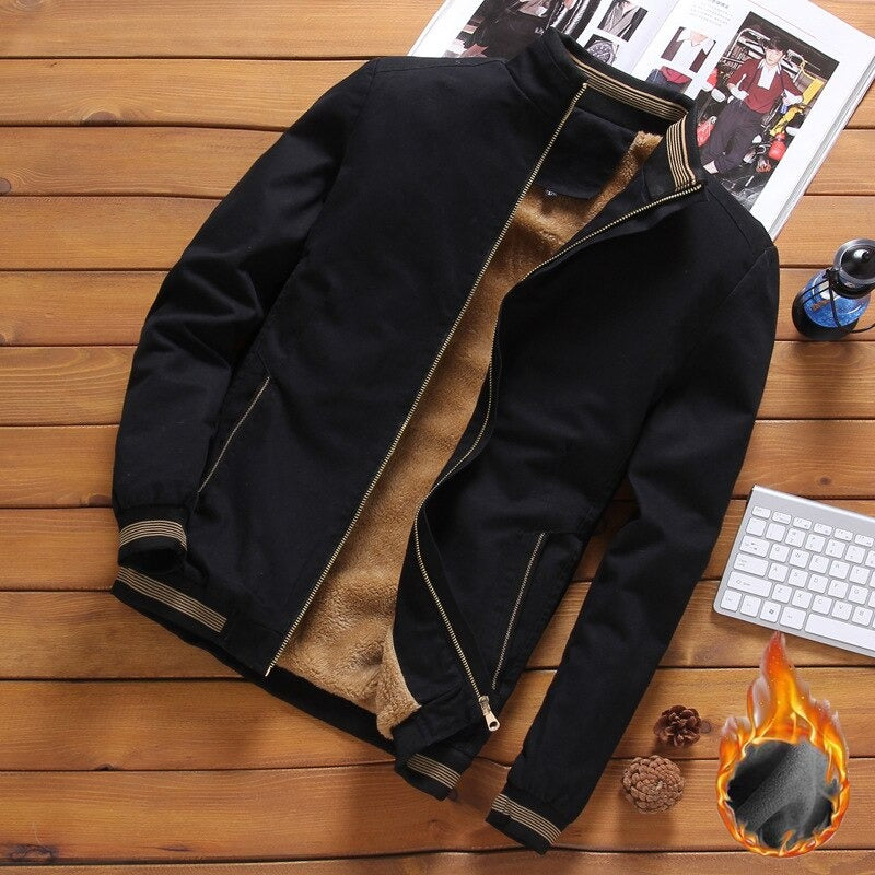 Men's Thick Warm Fleece Bomber Jacket