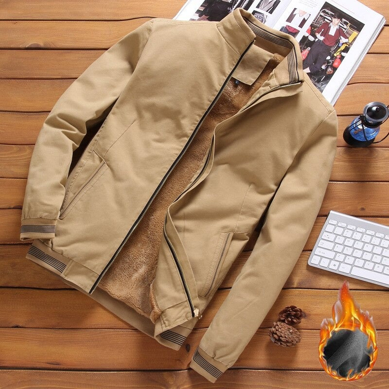 Men's Thick Warm Fleece Bomber Jacket