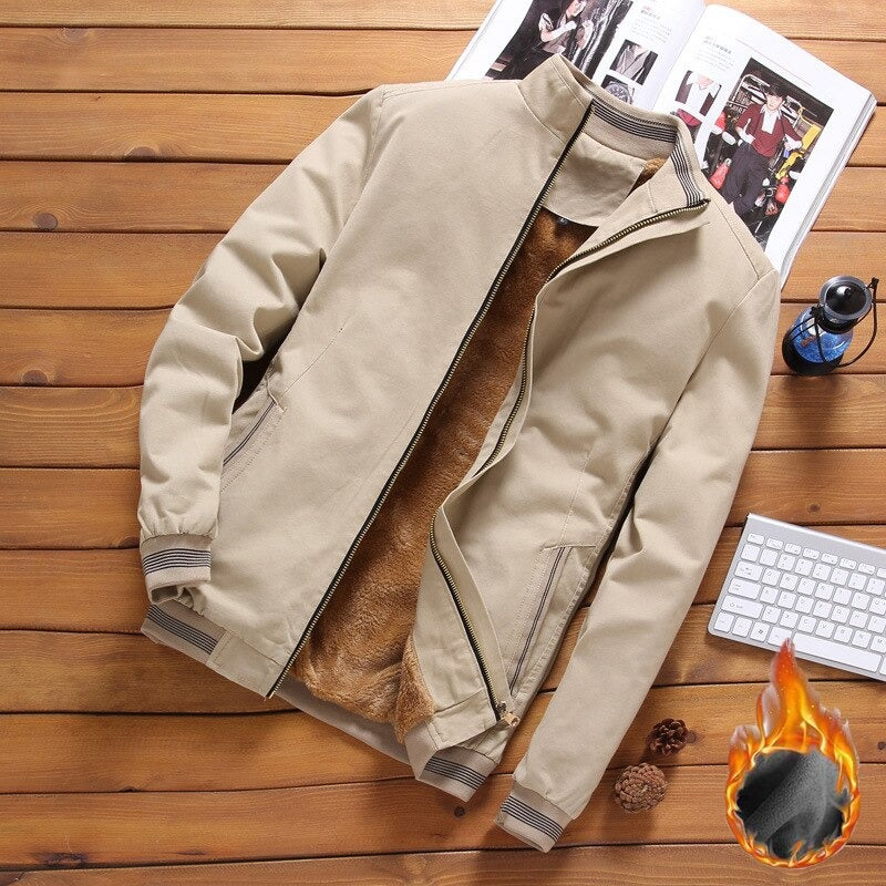 Men's Thick Warm Fleece Bomber Jacket