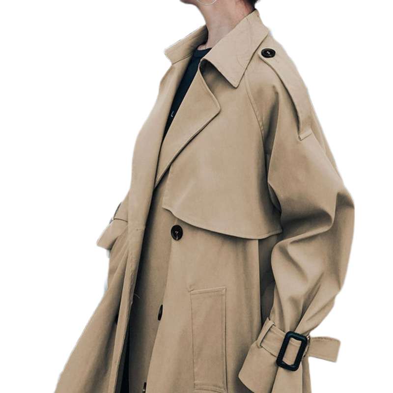 Women's Double Breasted Windbreaker Trench Coat
