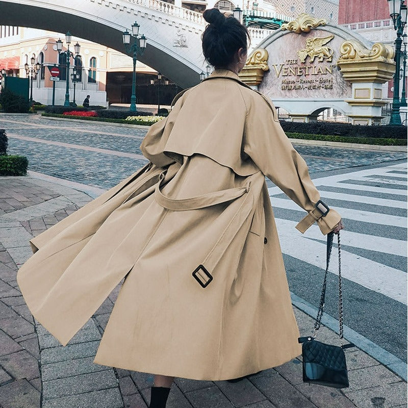 Women's Double Breasted Windbreaker Trench Coat