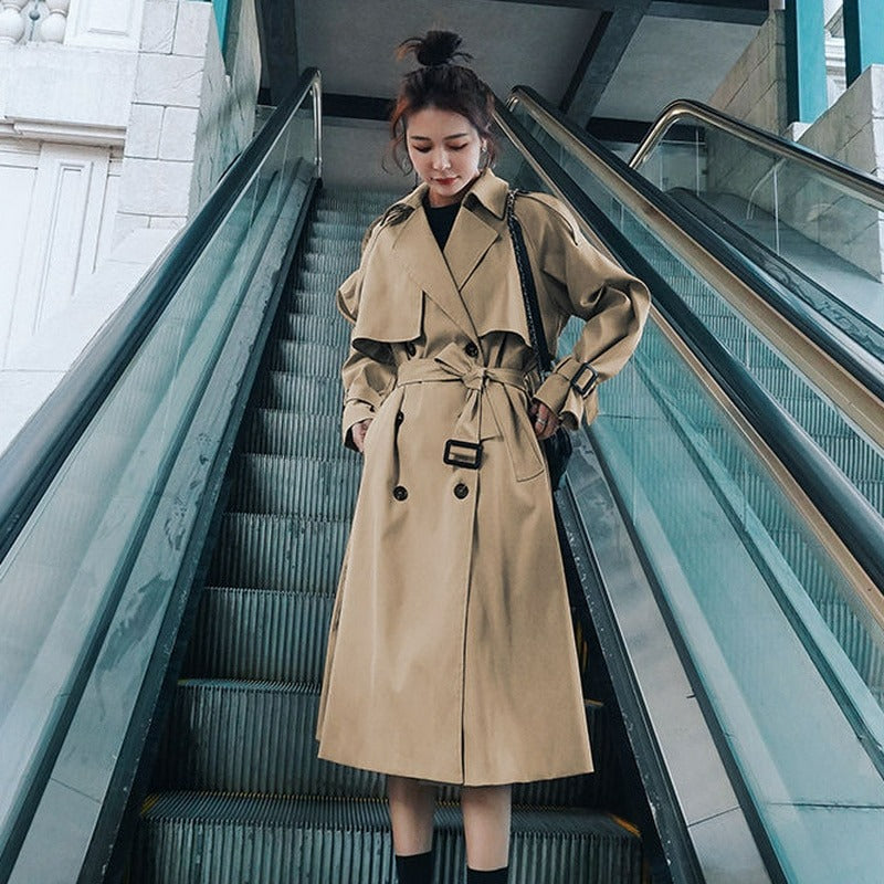 Women's Double Breasted Windbreaker Trench Coat