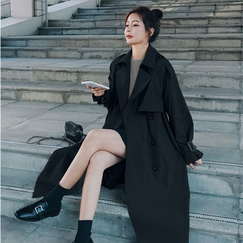 Women's Double Breasted Windbreaker Trench Coat