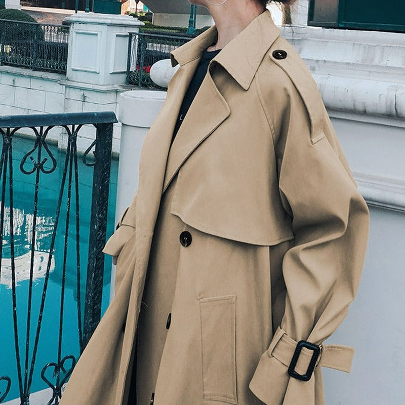 Women's Double Breasted Windbreaker Trench Coat
