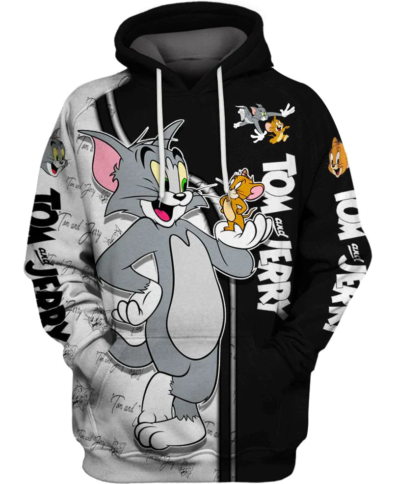 Cartoon Character Printed Oversized Hoodie