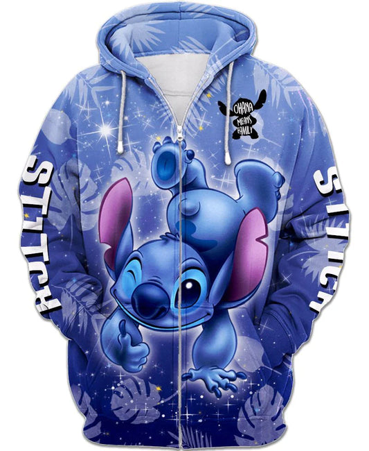 Stylish Cartoon Engrave Zip Up Hoodie