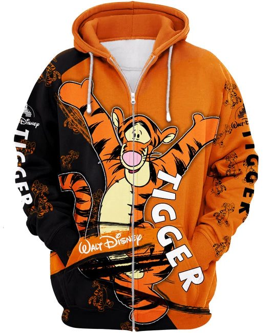 Vibrant Tigger Inspired Zip Up Hoodie