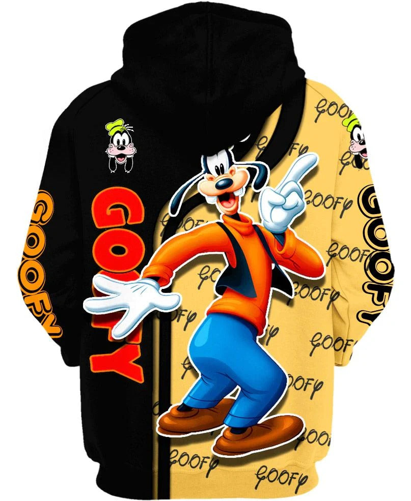 Goofy Graphic Printed Zip Up Hoodie