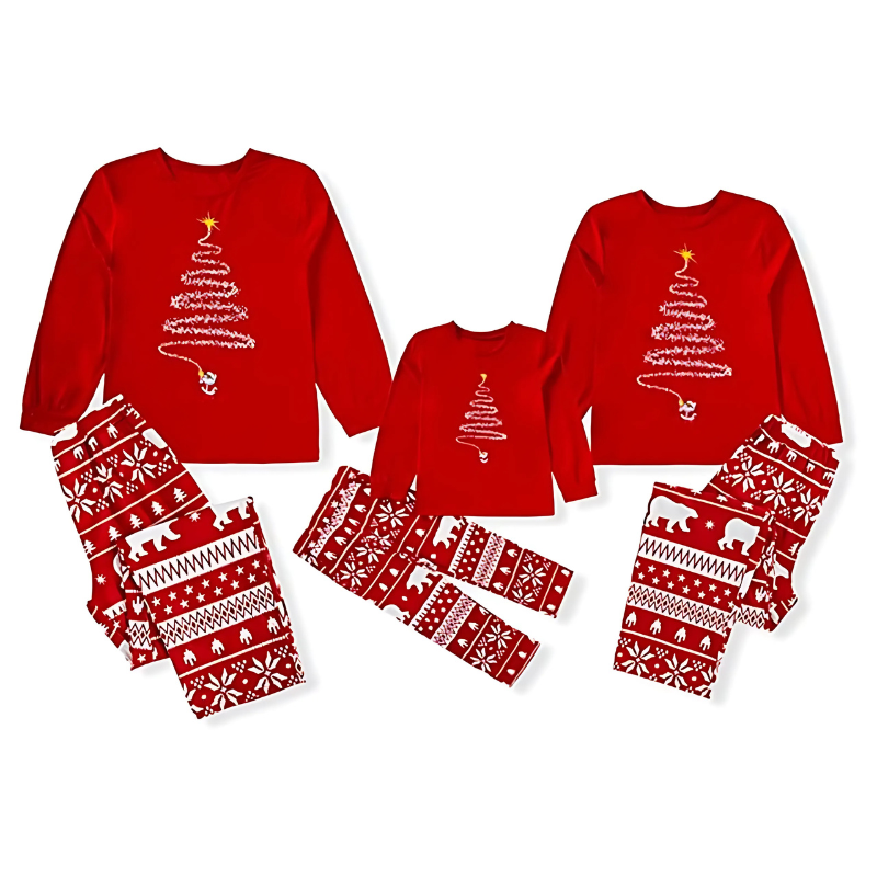 The Christmas Tree Lights Printed Family Pajama Set