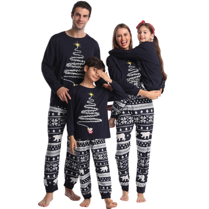 The Christmas Tree Lights Printed Family Pajama Set