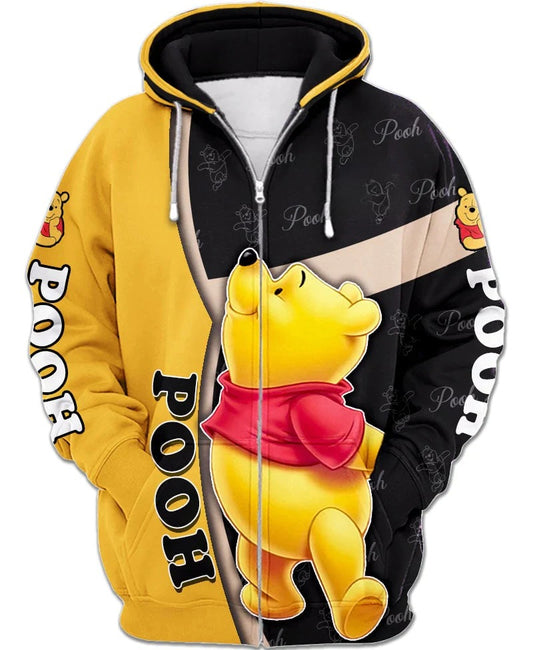 Zip Up Hoodie With Winnie The Pooh Print