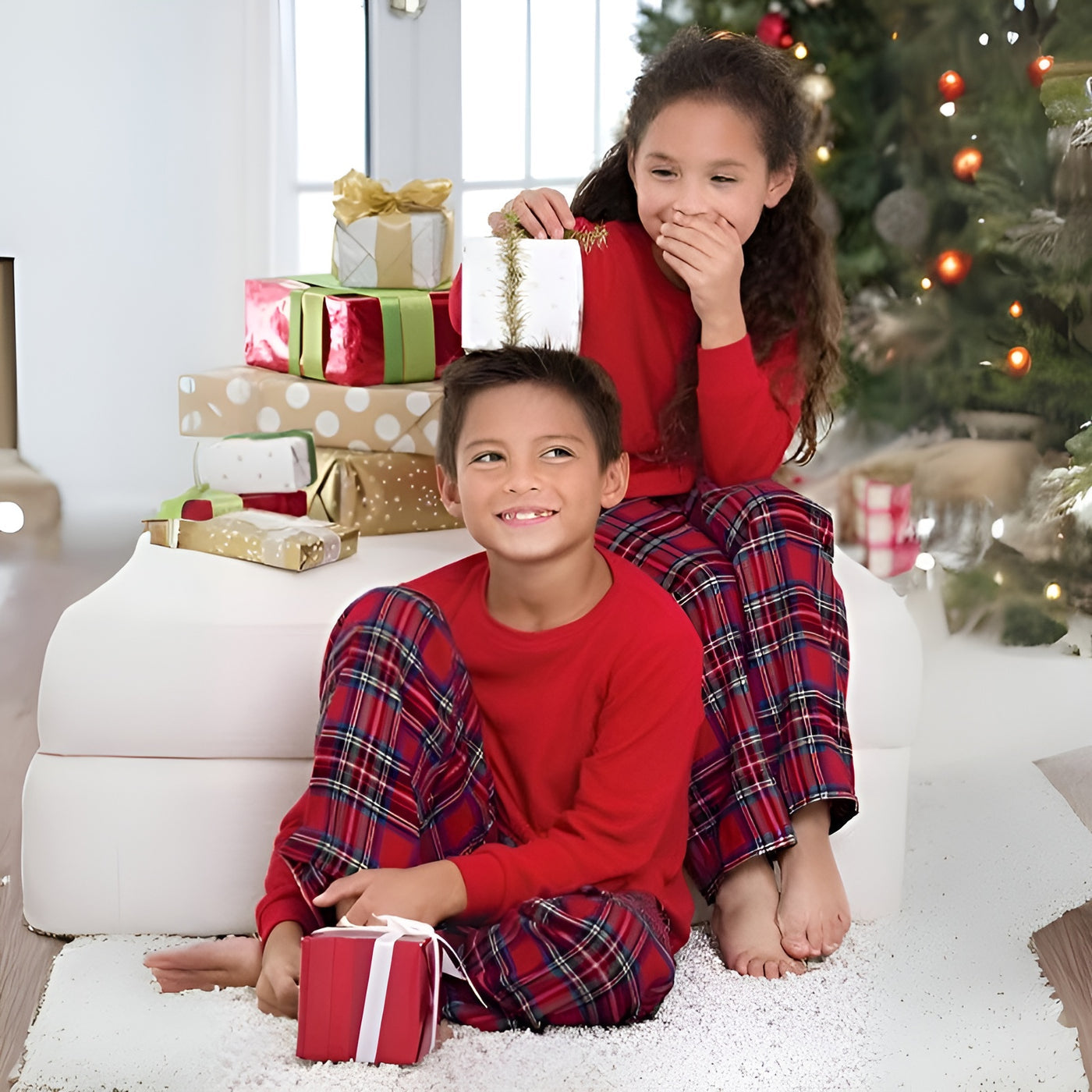 Comfortable Christmas Thermal Plaid Pajamas