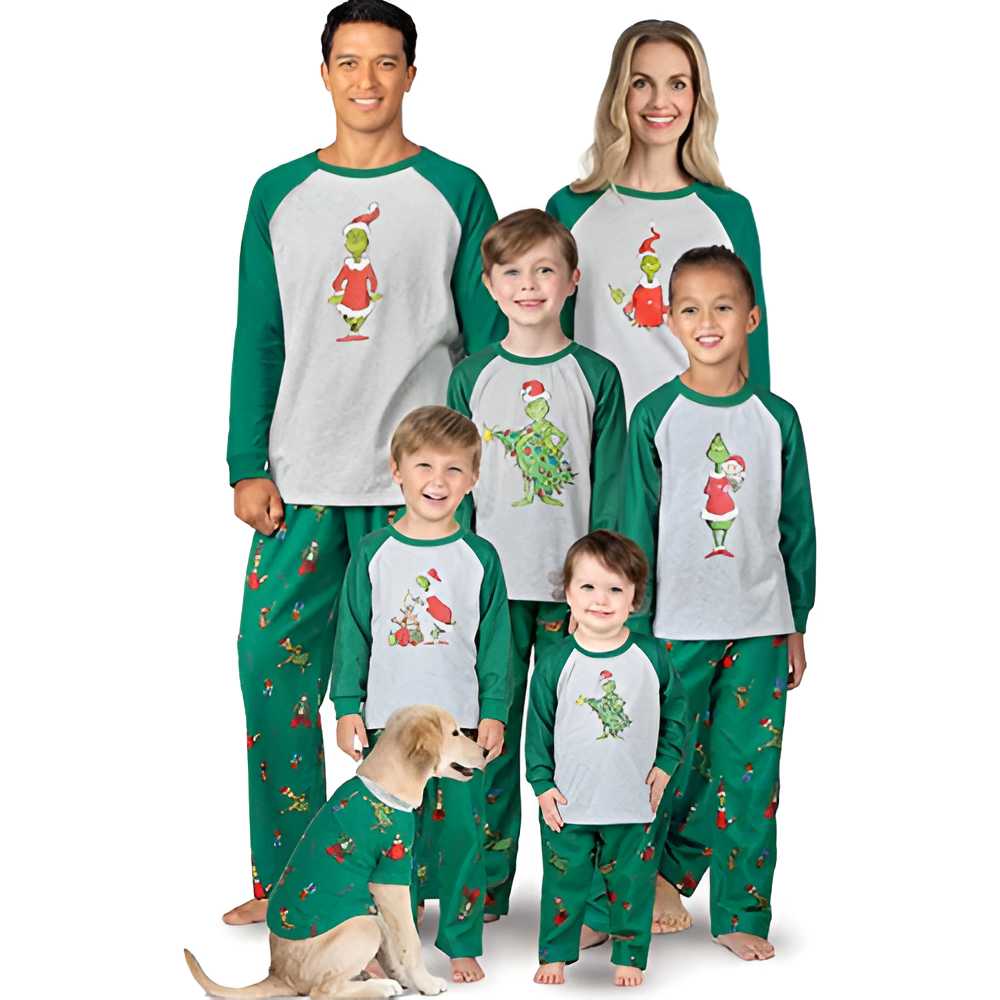 Grinch Themed Holiday Pajamas Set