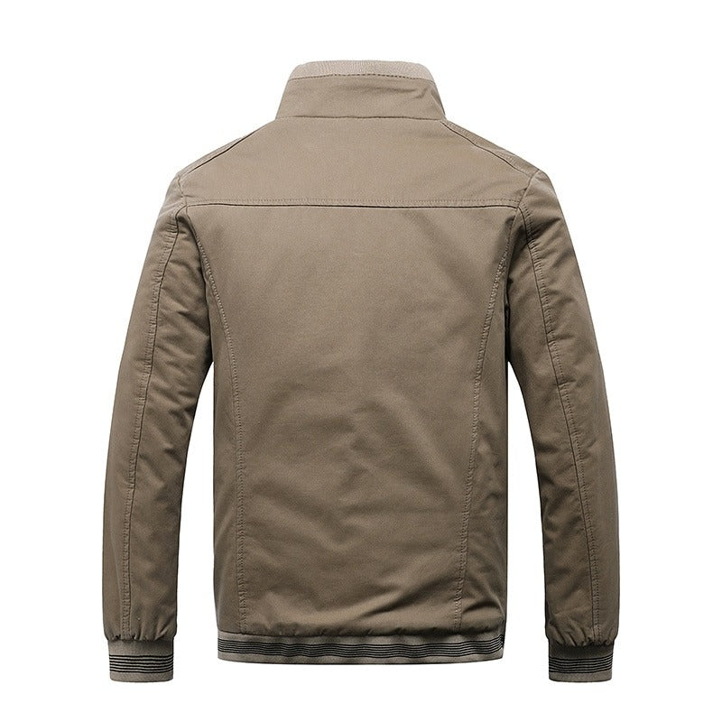 Men's Cotton Casual Solid Leather Jacket