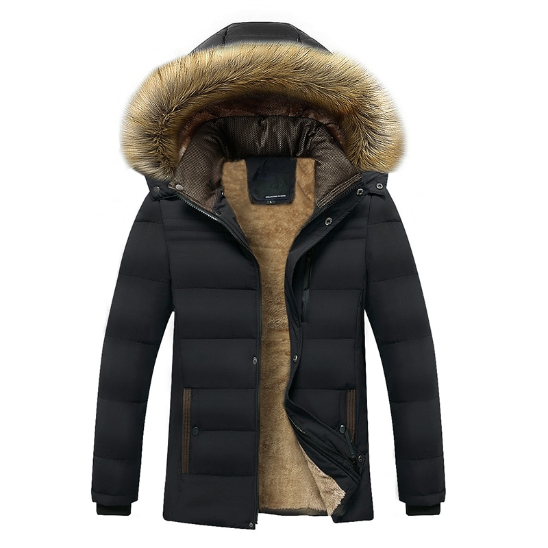 Warm Thick Fleece Waterproof Hooded Fur Parka Jackets
