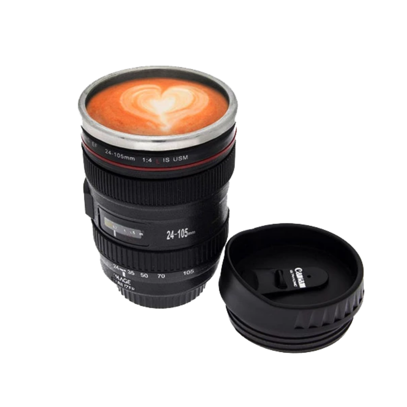 Camera Lens Coffee Mug With Lid