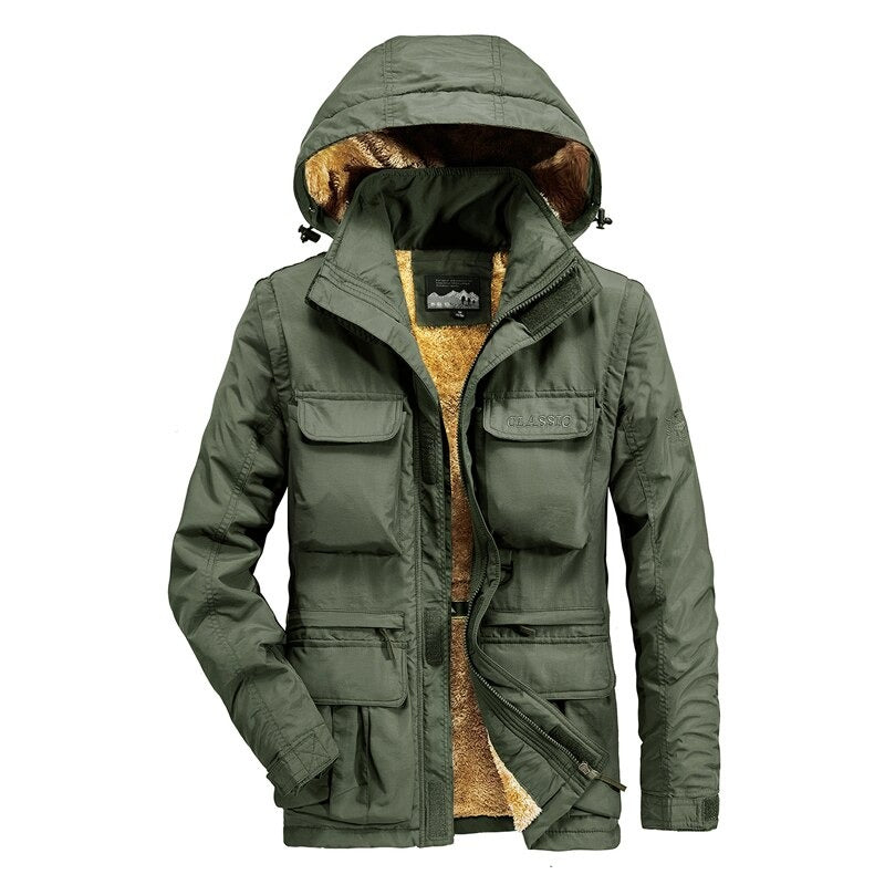 New Windproof Hooded Warm Fleece Men's Jacket