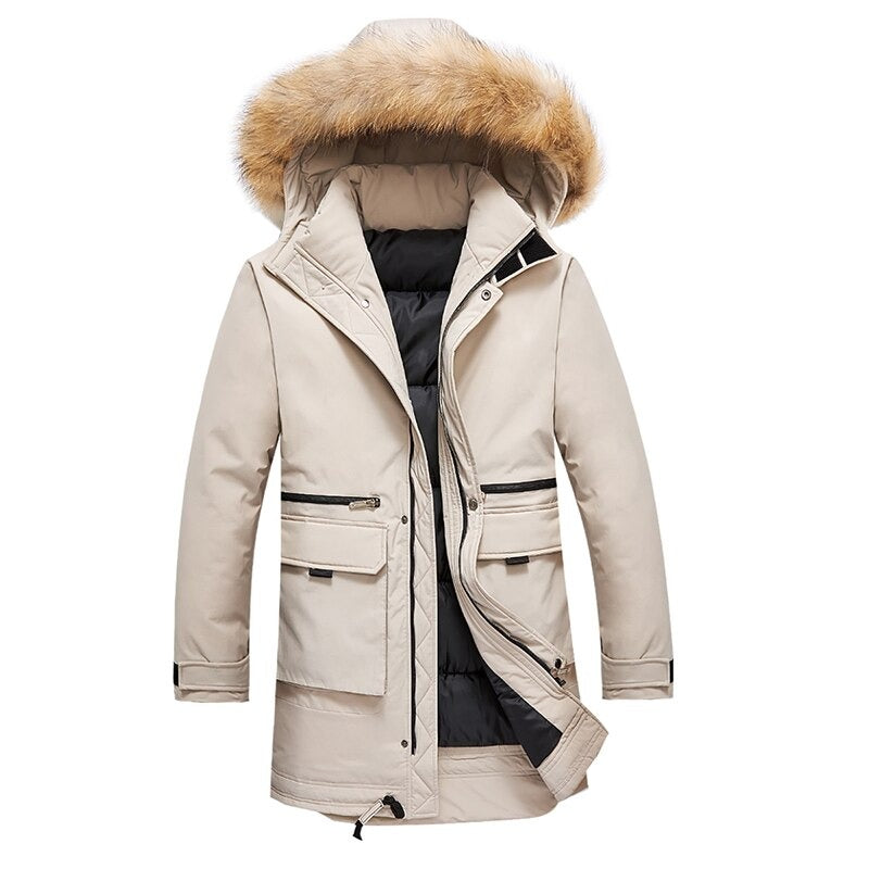 Winter Warm Thick Windproof Hooded Fur Collar Jacket