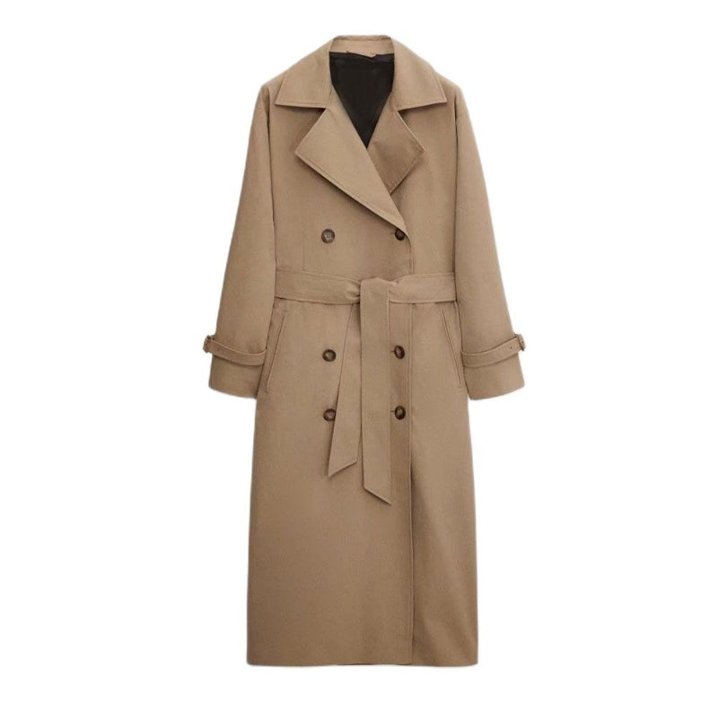 Women's Long Over-knee Trench Coat Faux Leather Trench Coat