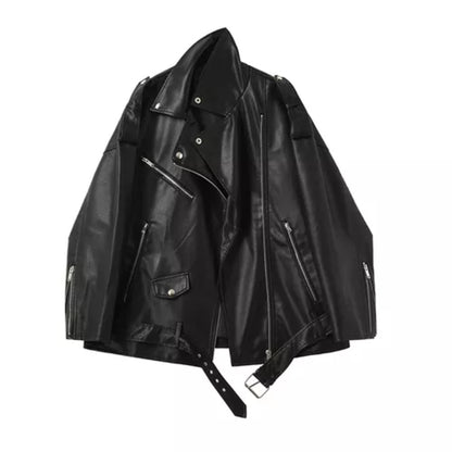 Women's Faux Leather Loose Drop Shoulder Jacket