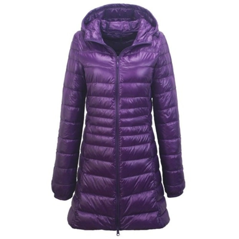 Women's Warm Long Coat With Portable Storage Bag