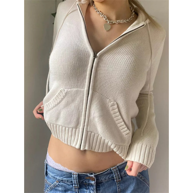 Solid Knitted Long Sleeved Casual Coat