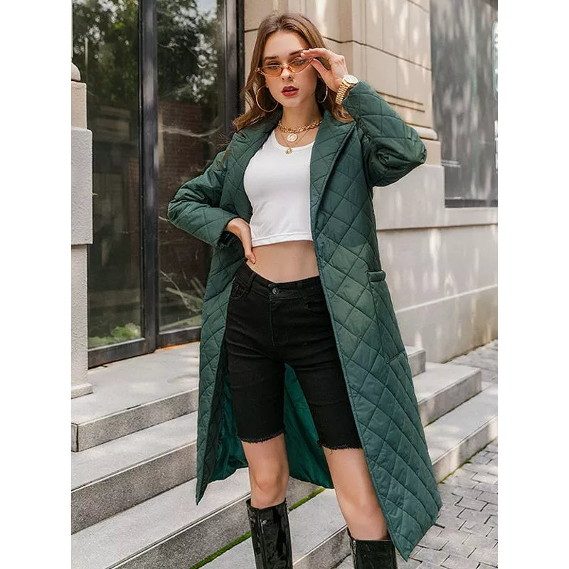 Women's Straight Long Tailored Winter Coat With Deep Pockets