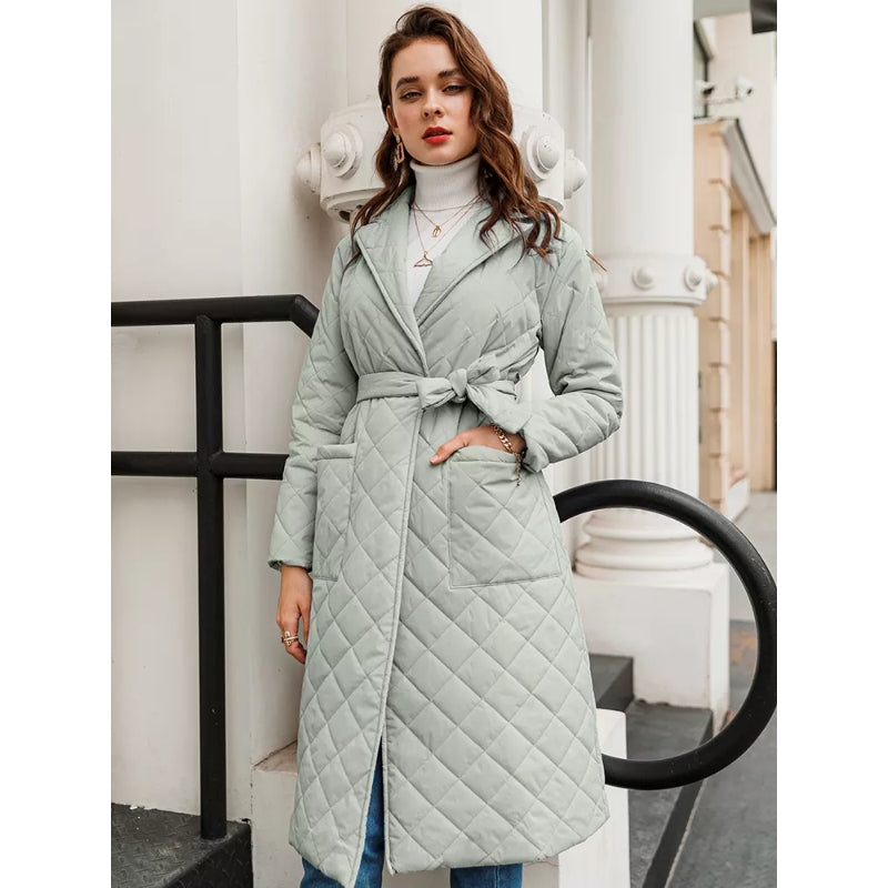 Women's Straight Long Tailored Winter Coat With Deep Pockets