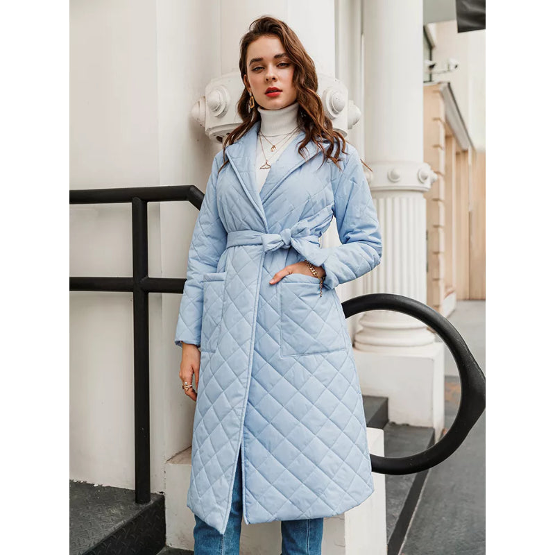 Women's Straight Long Tailored Winter Coat With Deep Pockets