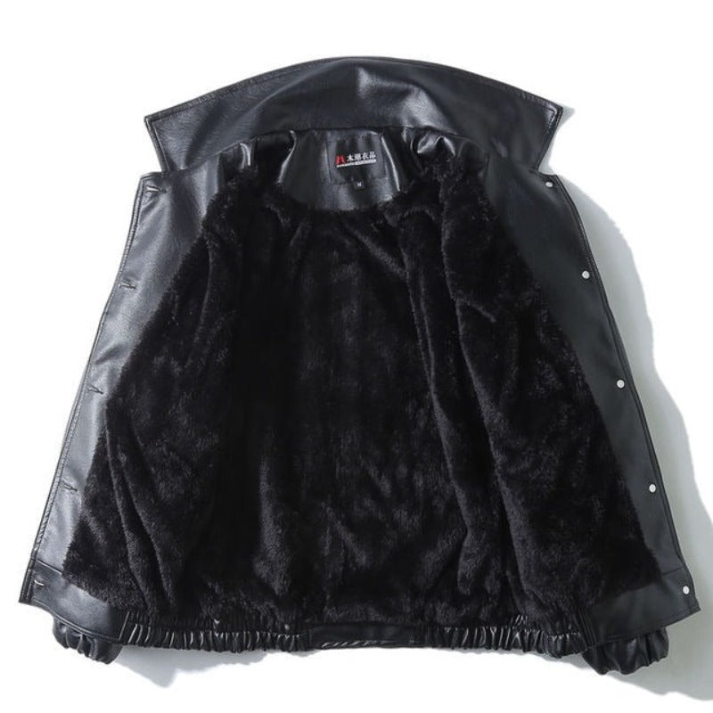 Men Black Soft Faux Leather Jacket