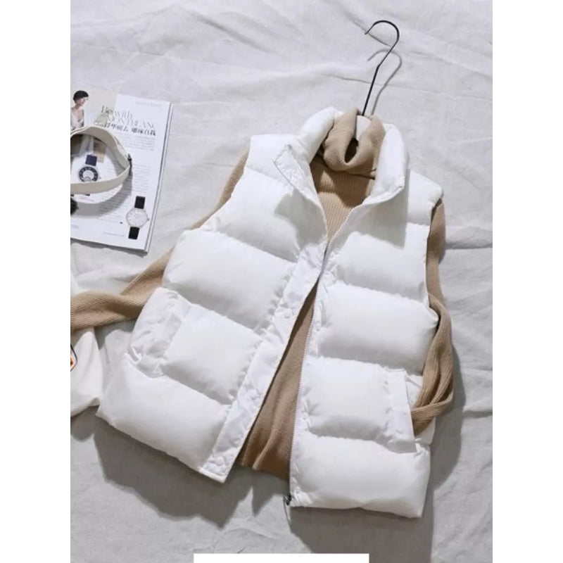 Women's Cotton Padded Puffer Sleeveless Vest Jacket