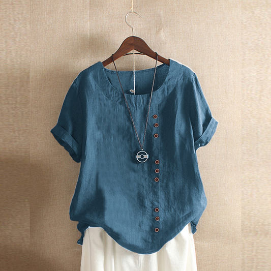 Solid Color Short Sleeve Top For Women