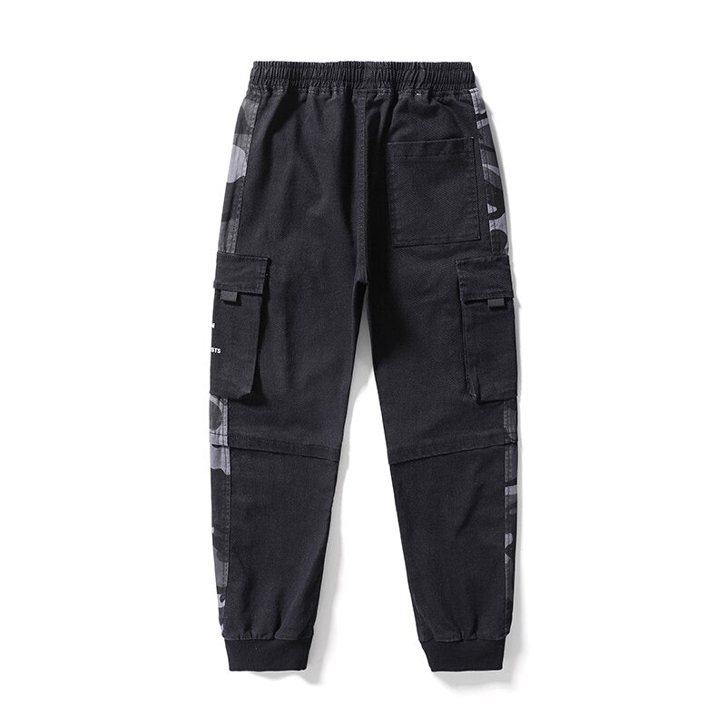 Black Cargo Multi-Pocket Denim Men Pants