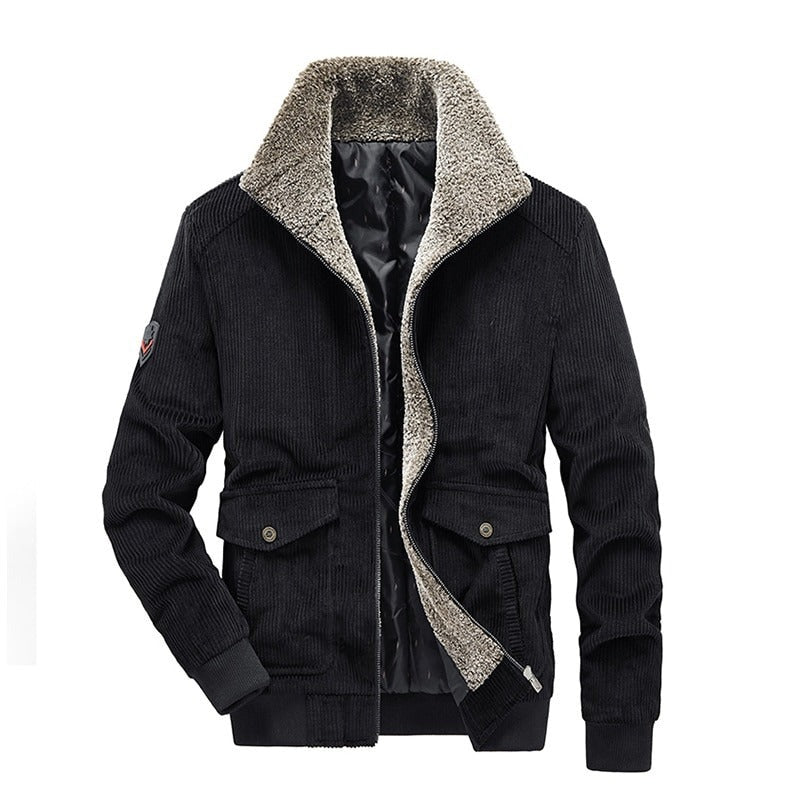 Thick Warm Fur Collar Men Military Coat