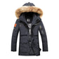 Winter Men's Casual Long Parkas Fur Hooded Jacket