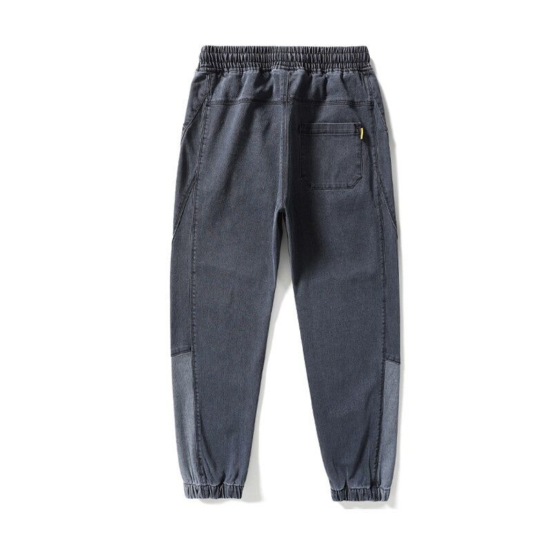 Black And Blue Casual Cargo Men Streetwear Jeans