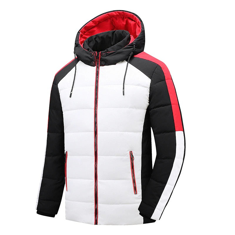 Men Winter Fleece Windproof Hooded Parkas Jacket