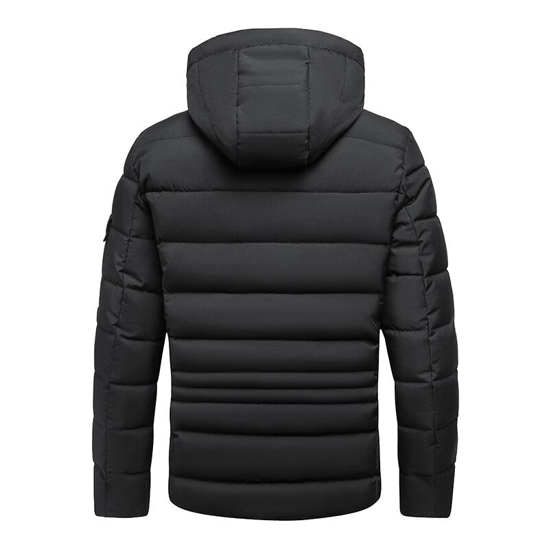 Men's Casual Windproof Solid Hooded Jacket