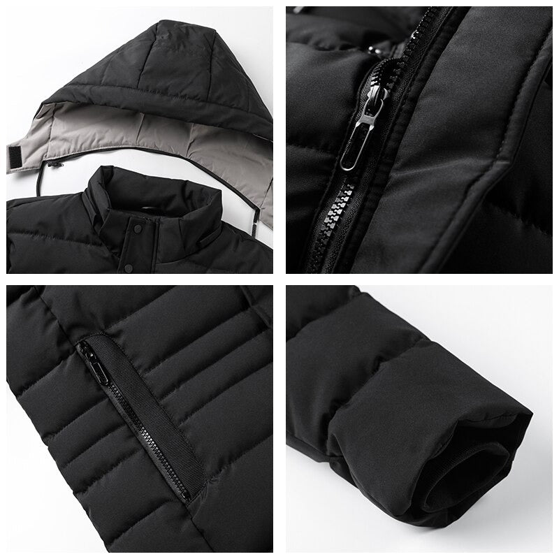 Men's Casual Windproof Solid Hooded Jacket